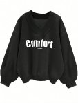 Fashionable Style Plush Printed Sports Jacket Letter Print Long Sleeve Women's Clothing