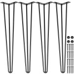 Vevor Hairpin Table Legs 16" Black Set Of 4 Desk Legs 880LBS Load Capacity Each 220LBS Hairpin Desk Legs 3 Rods For Bench Desk
