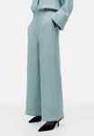 Wide Jacquard-weave Trousers - Blue-grey - 1188993001