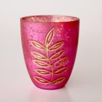 Pink & Gold Glass Tealight Holder 12X10CM