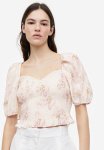 Smocked Top - Cream & Pink Floral