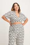 Nandi Polka Dot Linen Wrap Top - XL