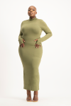 Yolanda Poloneck Bodycon Dress - Fatigue Olive - XL