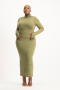 Yolanda Poloneck Bodycon Dress - Fatigue / Olive - XL