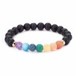 Killer Deals 7 Chakra Healing Meditation Rainbow Agate Stone Beaded Charm Bracelet - Best Bargains Online