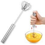 Stainless Steel Semi-automatic Whisk Hand Frother & Wisking Tool Egg Beater For Cooking Egg Spinner Stainless Steel Whisk For Eg