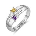 CRI103709 - 925 Sterling Silver Personalized Ring Names And Birthstones