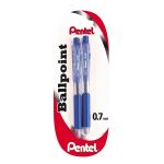 Retractable Ballpoint Pen 0.7MM - Blue 2 Pack