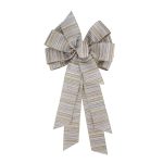 Meseey Large 11 X 20 Inch Big Burlap Ribbon Bow Gold Silver Gillter Stripe Wreath Ribbons And Bow Use For Christmas Gift Wrappin