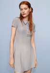 Ribbed Collared Dress - Grey