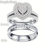 1PC Classic 201 Stainless Steel Ring Inlaid Shiny Rhinestone Ring Birthday Anniversary Jewelry Gift