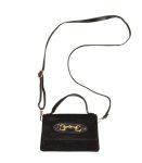 Genuine Leather Horse Bridel Detail Suede Bag - Black Free
