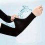 1 Pair Polyamide Non-Woven Ice Silk Gloves - Unisex Sunproof Elastic Sleeves With Pull-On Closure For Running Cycling Sports - Hand Washable Outdoor Cooling Arm Sleeves