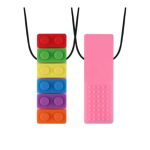 Sensory Chewable Necklace Rainbow Brick - Pink