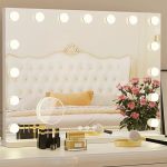 Zazafi Hollywood Vanity Mirror With Lights 15 Replaceable BULBS3 Color Lightsmake Up Lighted Mirror Aluminum Metal Frame USB Cha