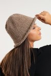 Ladies Panama Winter Fluffy Fur Knitted Bucket Hat