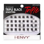 Ienvy False Eyelashes Triple Black Knotted Individual Trio Lashes 3X Volume Reusable Eyelash Clusters S m