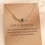 1PC Necklace Adorned With Zirconia Stones And Leaf-shaped Pendants Minimalist Simple Style Necklace Jewelry With Gift Card