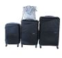 Black 3-PIECE Abs Trolley Luggage Set With Silver Lady Bag