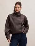 Bex Double Funnel Neck Pu Jacket - 16 Deep Berry