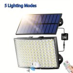 1PACK/2PACKS Solar Outdoor 268 LED/5 Modes With 5.0METER Cable Super Bright Motion Sensor With New 3 Bright Always-on Light Mode