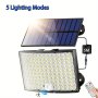 1PACK/2PACKS Solar Outdoor 268 LED/5 Modes With 5.0METER Cable Super Bright Motion Sensor With New 3 Bright Always-on Light Modes From Dusk To Dawn