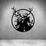 Deer Couple In Circle - Rust Coat L 600 X H 600MM