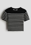 Rib-knit Top - Black Striped