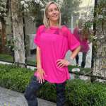 Sheer Glam Top Hot Pink - XL Pink