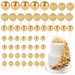 Bouboni 60PCS Glitter Cake Balls Decorations Foam Cake Topper Balls MINI Balloon Cupcake Toppers For Cake Decorating Birthday Ba