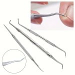 3PCS Stainless Steel Double Head Toenails Lifter Ingrown Toenails Nail Lifter Toe Nail Dirt Remover Tool Pedicure Tools