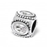 C74-C3793 - 925 Sterling Silver Cz European Charm Bead - Cz Clear Stone