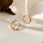 1PAIR Simple Square Beaded Circle Earrings Fashion Vintage Men's Hoop Earrings