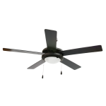 Black 5 Blade 3 Speed Reversible Ac Motor Pole Or Flush Mount Pull Switch Fan And Light