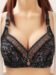 Rhinestone Decor Jacquard Lace Wireless Anti Sagging Bra Elegant Adjustable Straps Push Up Breathable Bra Women's Lingerie & Und