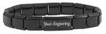 Black Superlink Engraved Italian Charm Bracelet