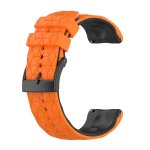 For Suunto 9 Baro 24MM Mixed-color Silicone Watch Band Orange+black