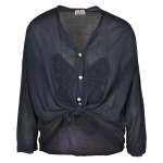 Crochet Butterfly Shirt - Navy Free
