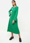 Ribbed Long Sleeve Maxi Dress - Green
