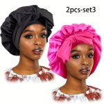Satin Silk Bonnet Set For Women Stylish Pure Color Wide-brim With Elastic Band & Long Tails Comfortable Daily Home Leisure Sleep