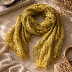 Calligraphy Rawedge Bamboo Scarf - Yellow Free