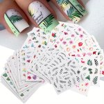 29PCS Green Leaf Flower Nail Sticker Set Water Transfer Sliders Summer Spring Leaves Pattern Decals Manicure Decorations Nail Ar