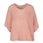 Round Neck Batwing Boxy Knit Top - Light Pink Free