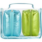 Clicks Atomic 3 Piece Cosmetic Bag Set Lime & Blue Metalllic