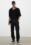 Regular Fit Nylon Trousers - Black