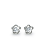 Sterling Silver Cubic Zirconia Flower Twirl Petite Stud Earrings