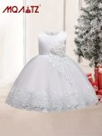 Gorgeous Girls Party Dress Flower Decor Front A-line Formal Gown Dresses Party Evening Dress