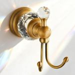 Newrain Crystal Towel Hooks For Bathroom Antique Brass Wall Mounted Hand Towel Holder Solid Brass Kitchen Robe Hook Vintage Bedr