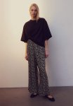Cropped Pull-on Trousers - Black Zebra Print