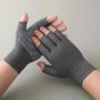 1 Pair Non-Woven Breathable Polyester Half-Finger Gloves With Anti-Slip Grip For Cycling Hiking Fishing & Driving - Hand Washable Pull-On Sports Gloves
